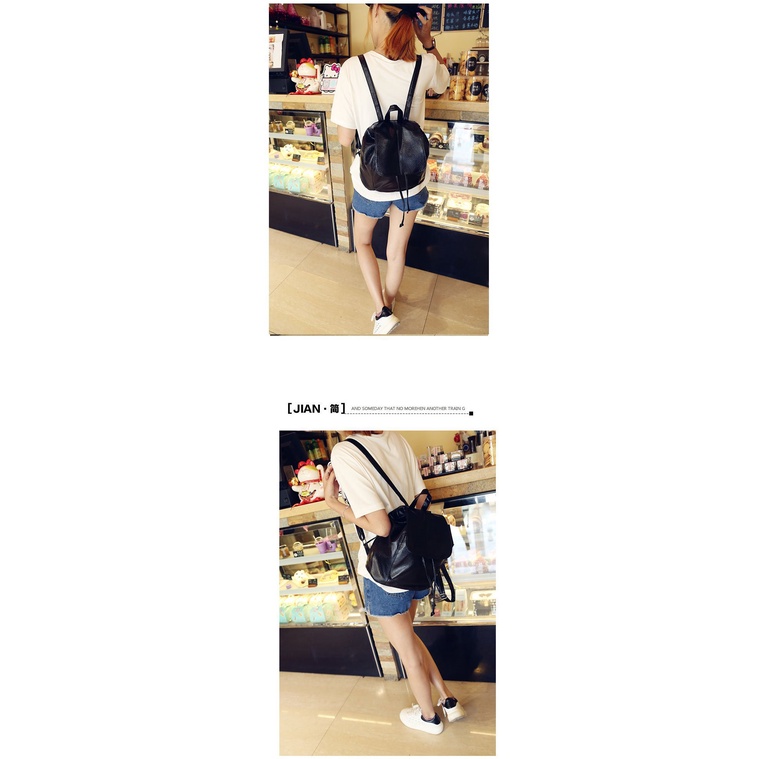 Tas Ransel Wanita Multifungsi Korean Style Fashion Kasual Tali Serut Backpack Women Kulit Sintetis Azgalery T260