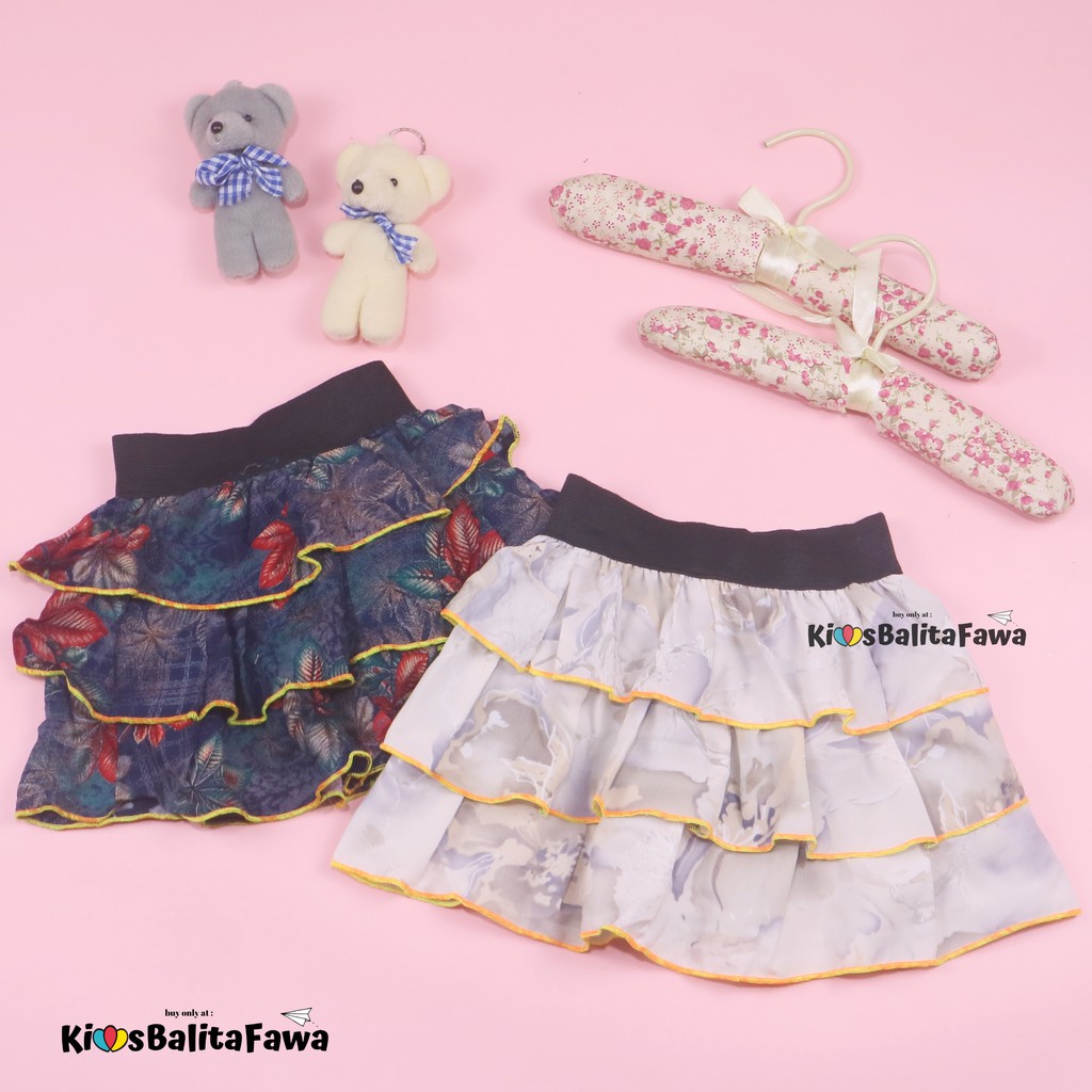 Rok Tumpuk Motif uk 1-2 Tahun / Rok Anak Perempuan Cewek Murah Skirt Pendek Polos Lucu Grosir Cewek