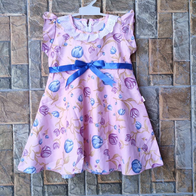 Dress anak 2 3 tahun perempuan cewek pita bunga tulip endors versi baru (Dress pita dinda lembayung )