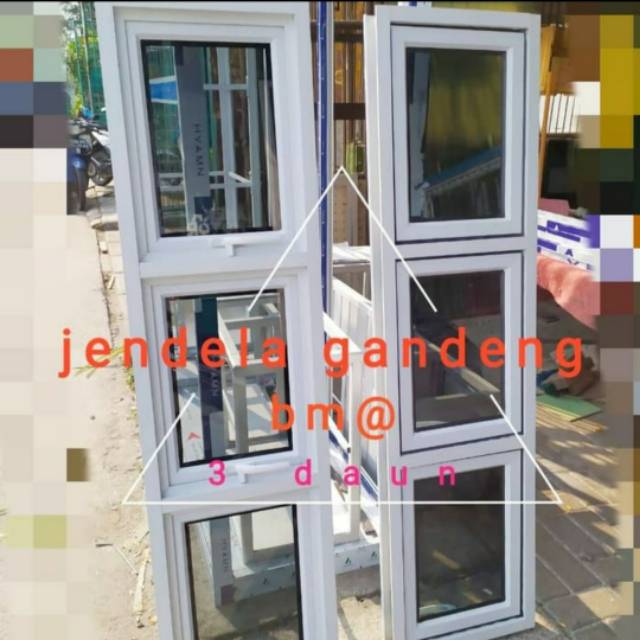 Jendela aluminium 40x150 casement gandeng 3 daun