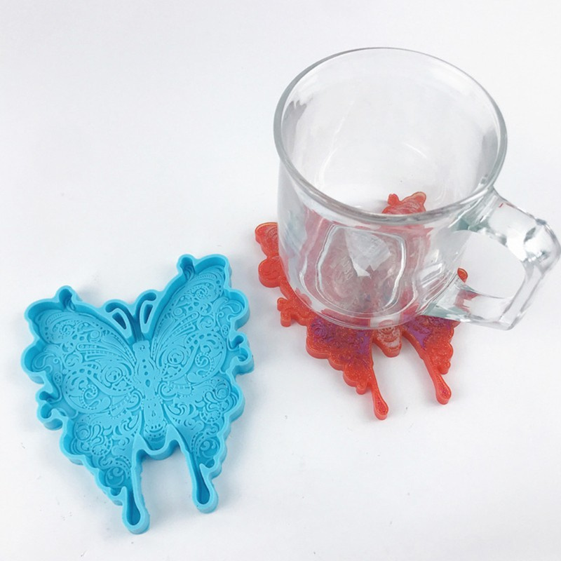 Glitter Creative Butterfly Coaster Epoxy Resin Mold Cup Mat Silicone Mould DIY Handmade Crafts Home Decoration Casting Tools