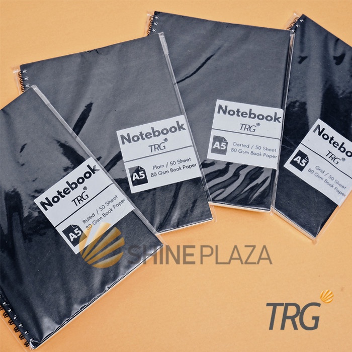 

[RESTOCK] Buku Notebook A5 Dotted Ruled Grid Plain TRG Black Kraft Cover Spiral - Grid