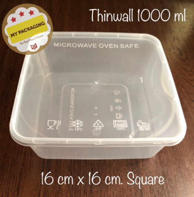 Thinwall 1000 ml KAKU - 25buah / Container Microwave / Kotak Makan / wadah plastik / toples 1000ml