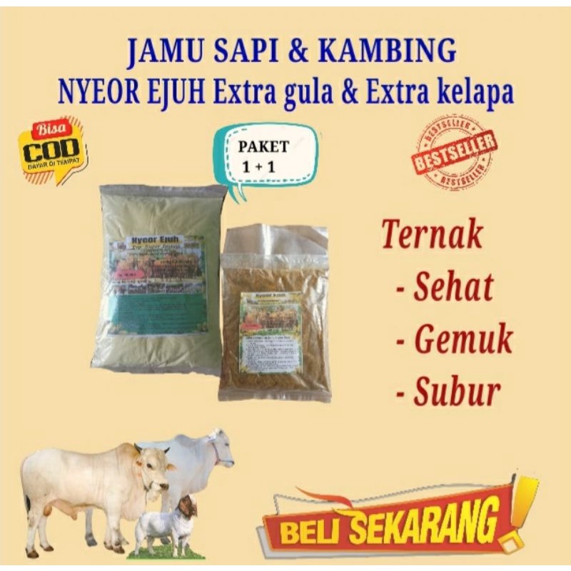 Jamu sapi dan kambing alami NYEOR EJUH Extra gula + Extra kelapa jamu hewan jamu ternak