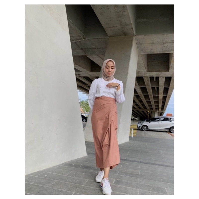 Rok lilit Instant kekinian / Rok lilit instant mudah dibentuk / Rok santai wrap skirt kekinian Toyobo