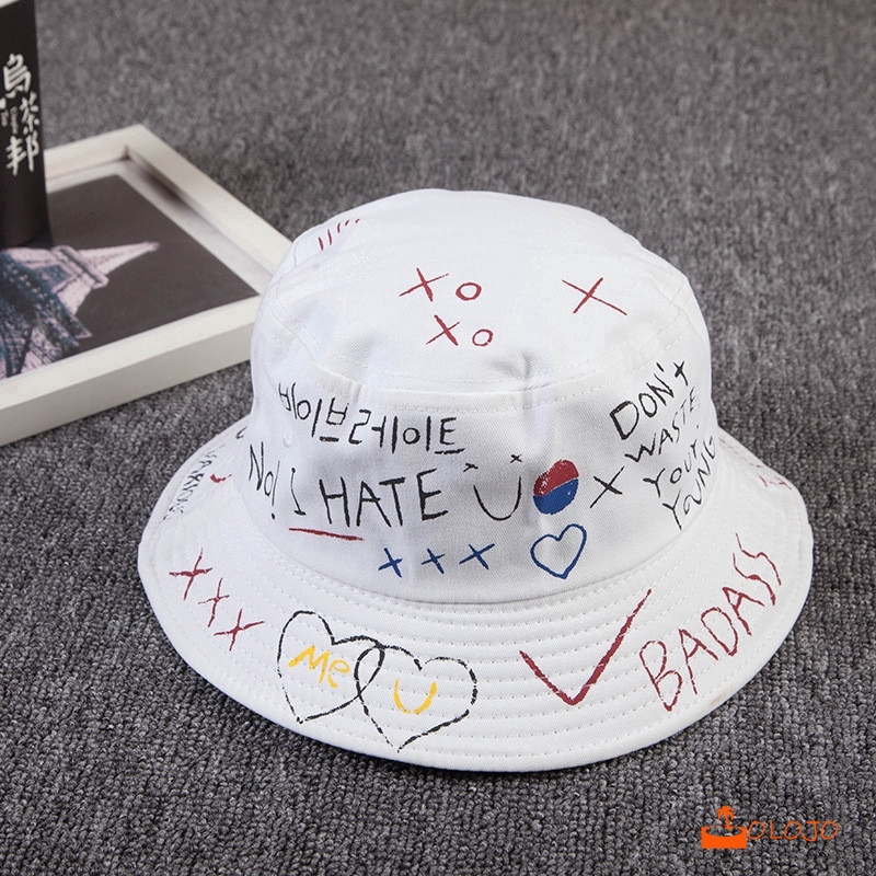 Topi Ember Motif Graffiti Gaya Korea Untuk Pasangan