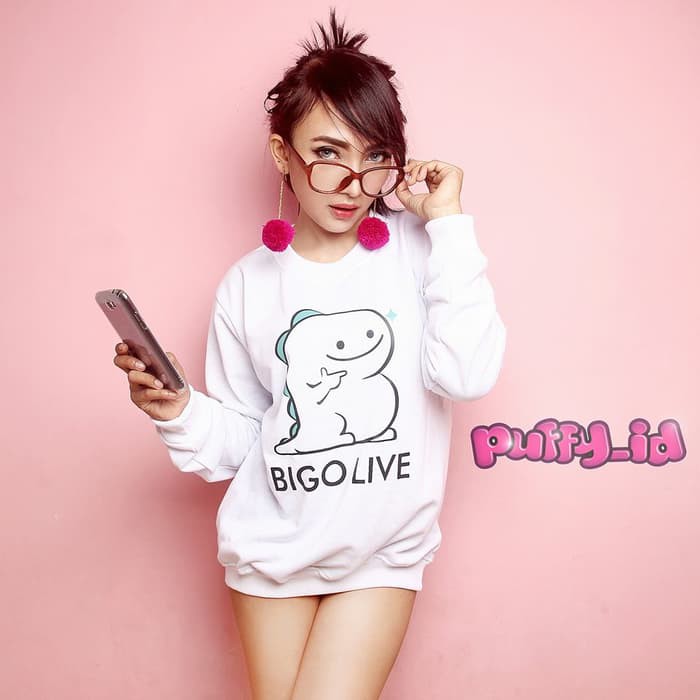 Promo SWEATER WANITA BIGO LIVE WHITE Murah