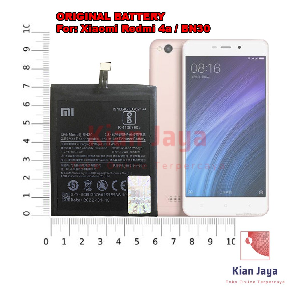 [Garansi 100% Ori] Baterai Untuk Handphone Xiaomi Redmi 4a BN30 Batre Batrai Battery Hp Xiao Mi Xiomi BN 30 Original