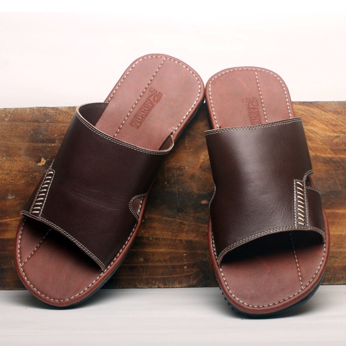 Sandal Kasual Pria Kulit Asli Rasheda Gr 42 Slide Kokop Big Size