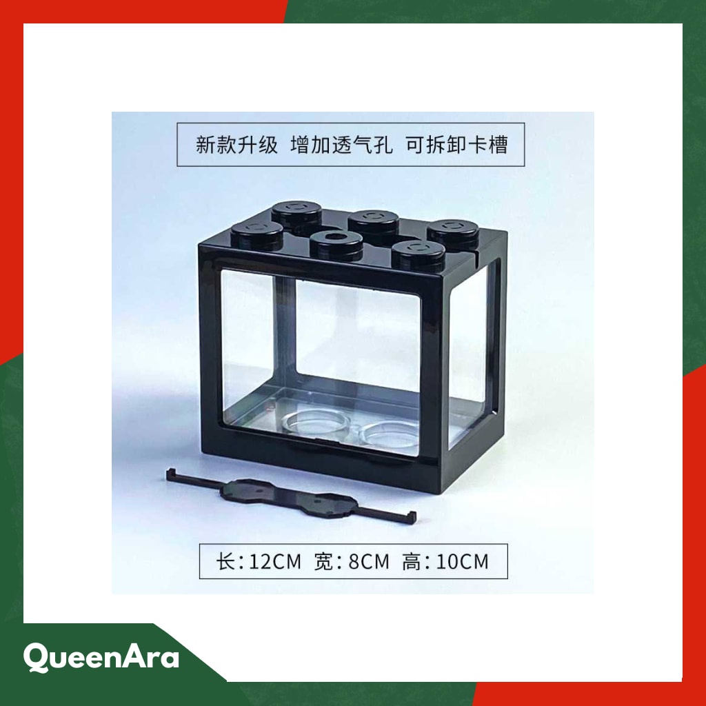 TOPINCN Aquarium Mini Lego Block 4 Windows 12x8x10cm White LED TOP