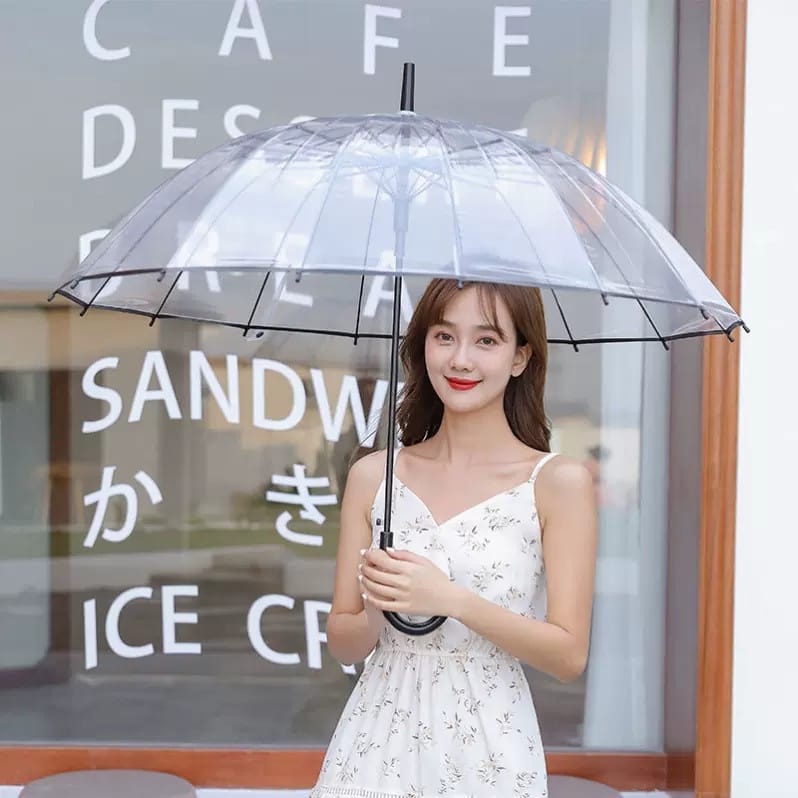 Payung Hujan Bening Transparan Style Korean Jepang Payung Bening Polos Tranparent Umbrella Warna Warni Korea Payung Lipat TERMURAH TERLARIS