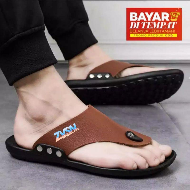 ZAVISION - sandal kulit pria terbaru anti licin sandal japit tres