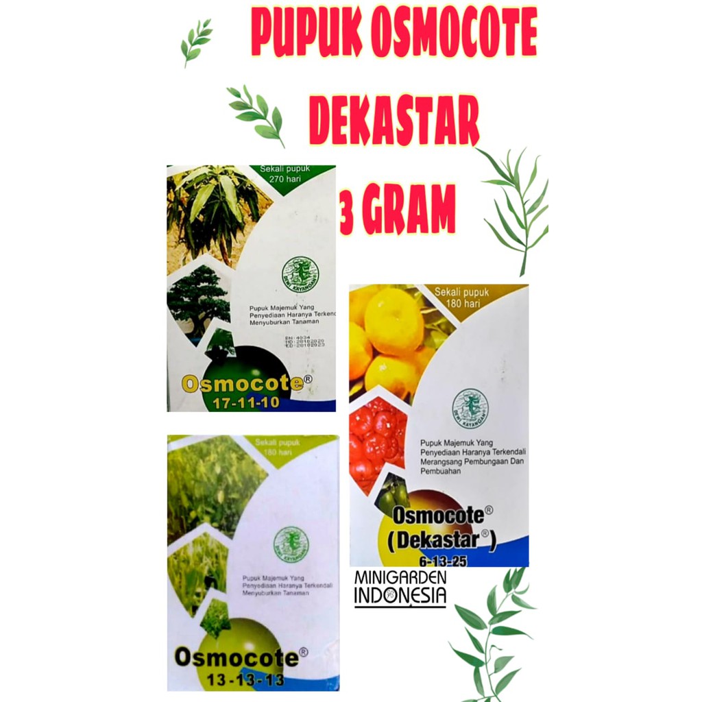ECER 3 GRAM OSMOCOTE 17-11-10 DEKASTAR 13-13-13 Pupuk tanaman hias daun  sayur sayuran  bonsai