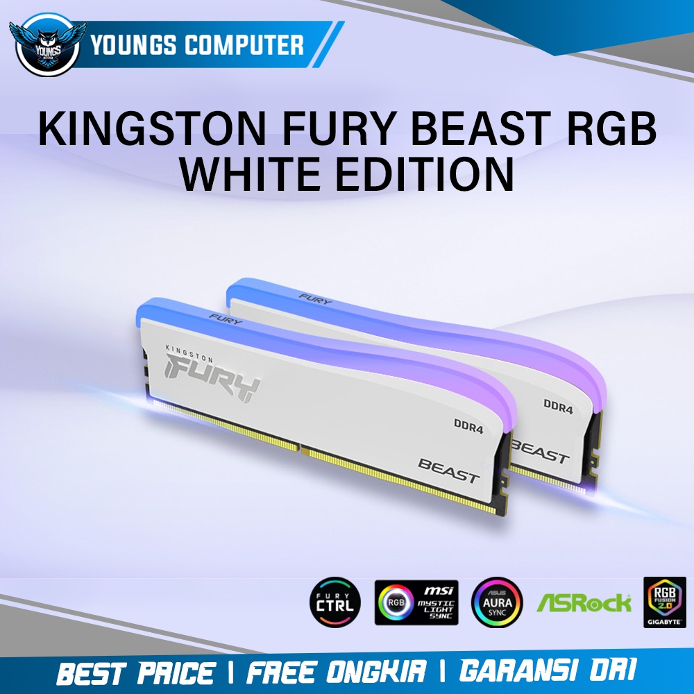 RAM Kingston Fury Beast RGB 16GB KIT DDR4 3200 (8GBx2) WHITE EDITION