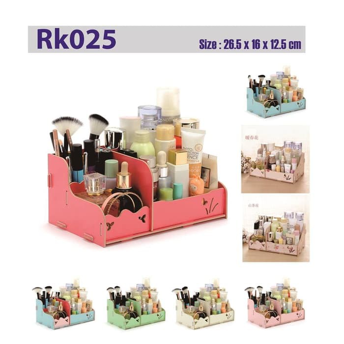  Rak  Kosmetik  Kayu Kotak Tempat Makeup Bermotif RK025 