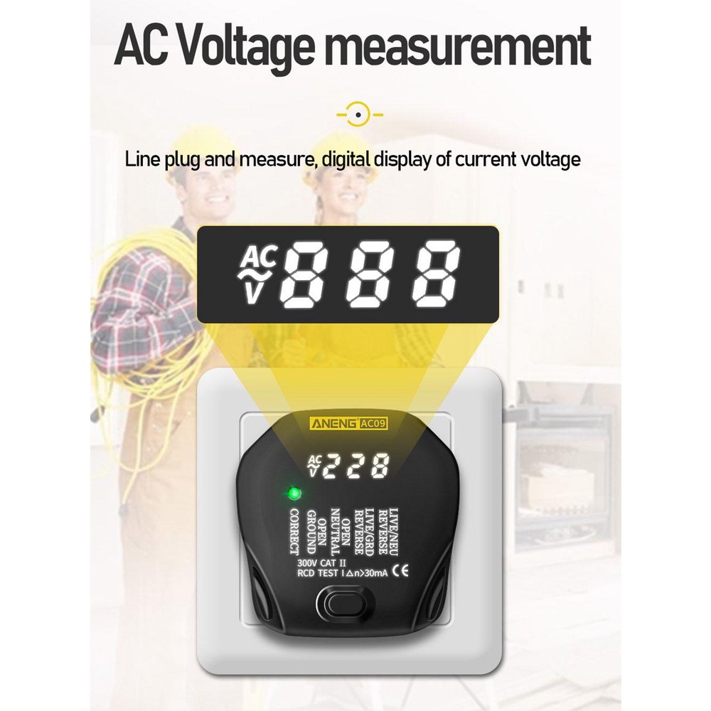 Solighter Digital Smart Socket Tester Digital Display Ground Zero Line Phase Cek RCD Test Tes Tegangan