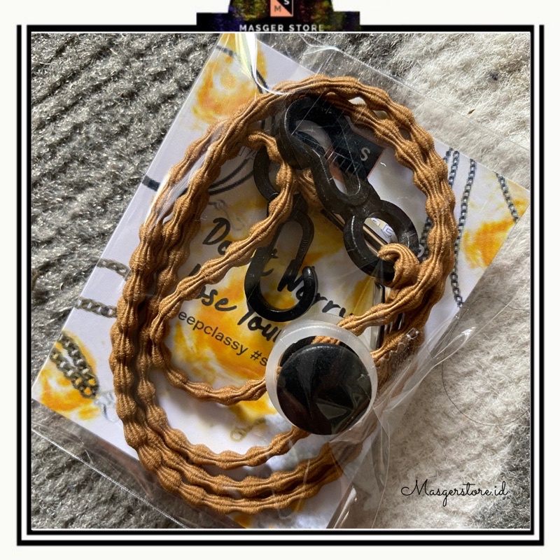 Kalung Masker Hijab 2in1 Strap Masker Elastis Stretchy Tali masker Kalung Strap Mask Hijab Strap Mask Premium-Strech Ethnic Peanut