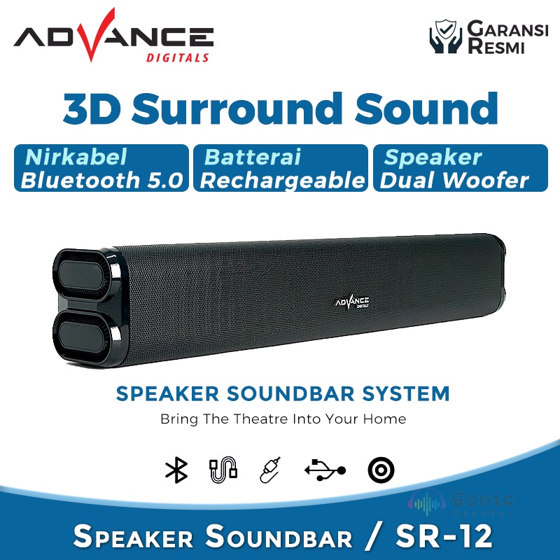 soundbar bluetooth speaker advance sr12 stereo sound extra bass   speaker soundbar sr 12