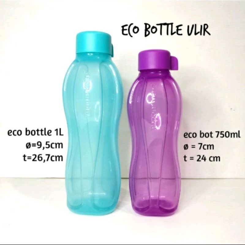 Botol minum botol eco / eco bottle 1 liter tutup putar tupperware 1pcs
