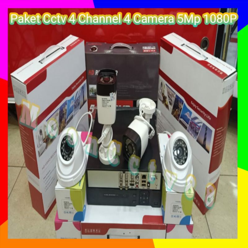 Paket Cctv Xmeye 4 Channel 4 Camera 5Mp Full HD 1080P Komplit+HDD 500GB