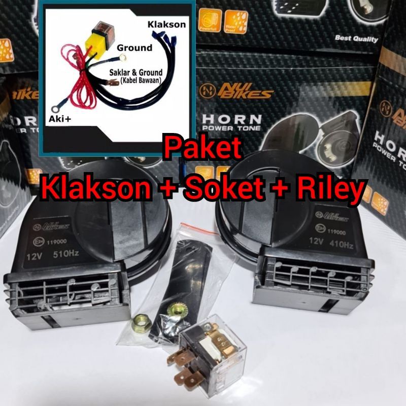 Klakson / Horn DENSO 100% Original Model Keong Waterproof 12V + Relay Set untuk Universal Motor dan Mobil Clakson Anti Air