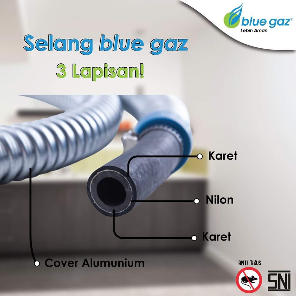 Selang Paket + Regulator Blue Gas METER (indikator gas)