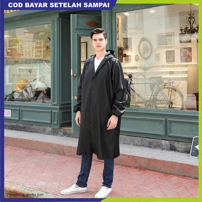 Jas Hujan Jubah Rok Poncho Dewasa Ringan Lentur Dengan Topi EVA 369