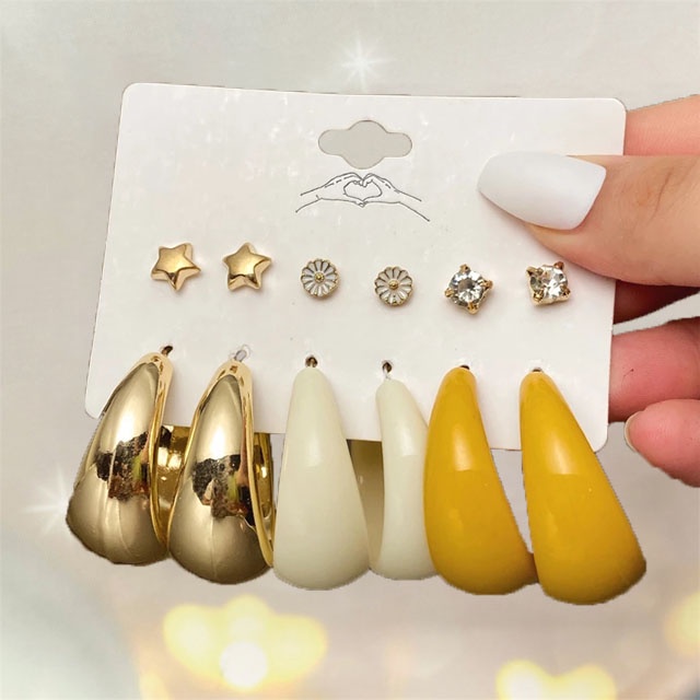 Fashion Pearl Crystal Earring Set Butterfly Acetate Resin Gold Earring for Women Jewelry Accessories