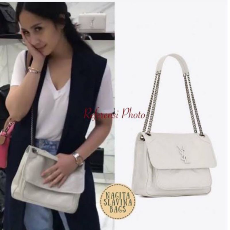 YSL NIKI LARGE 27CM WHITE FREE BOX