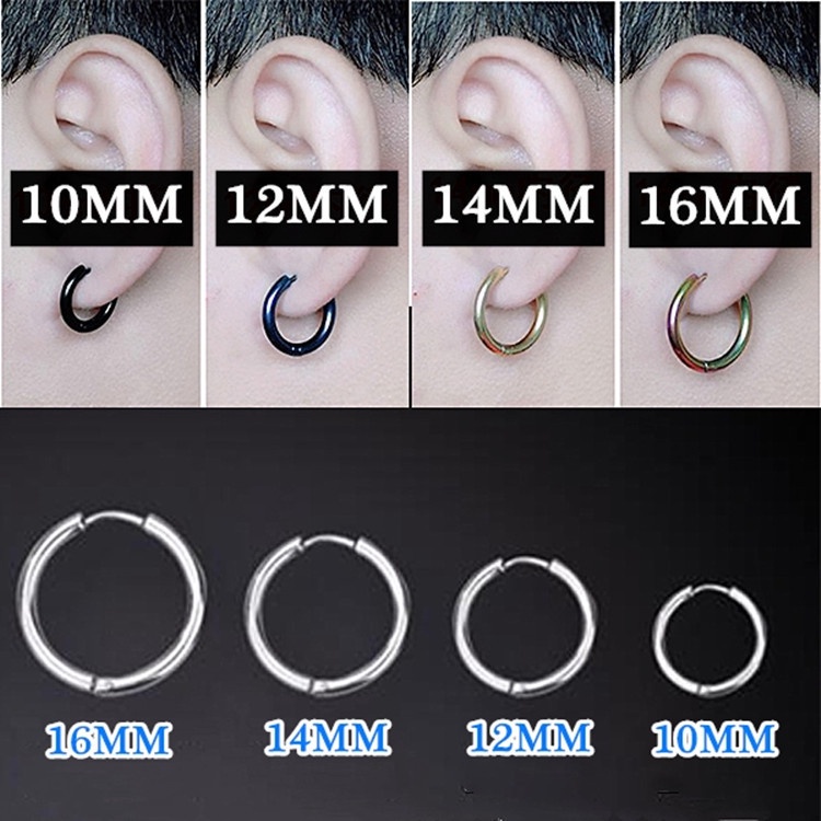 Anting Bulat Bahan Titanium Steel Gaya Korea Untuk Unisex