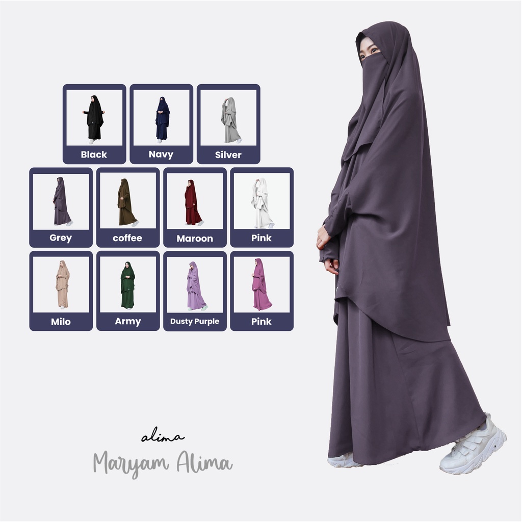 French Khimar Wolfis Premium Maryam Free Niqab Karet by Alima Indonesia