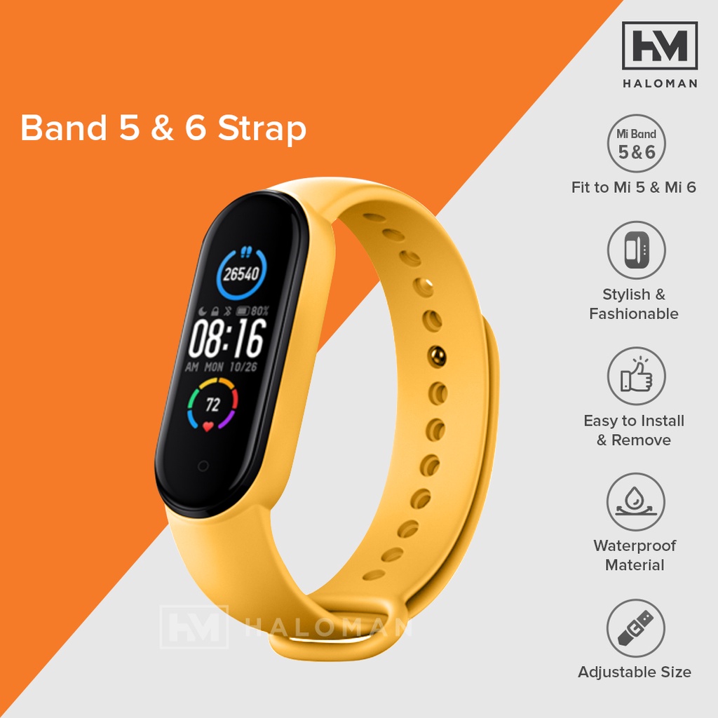 Silicone Strap Mi Band 5 & Mi Band 6 - Strap Miband 5 & Miband 6 Replacement-Kuning