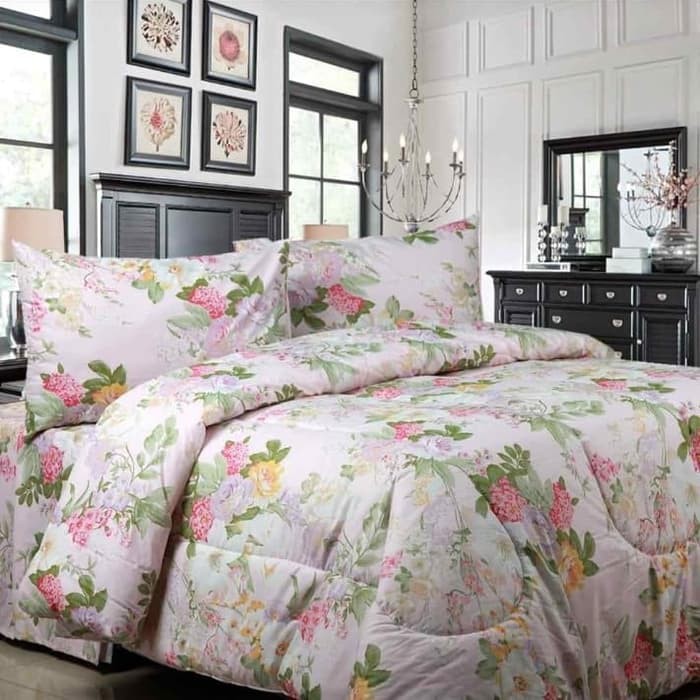 SPREI BEDCOVER 1 SET UK 160X200 MOTIF BUNGA 03