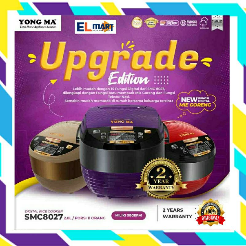 YONGMA magic com  2 Liter digital 14in1 SMC 8027 - rice cooker SMC8027 original