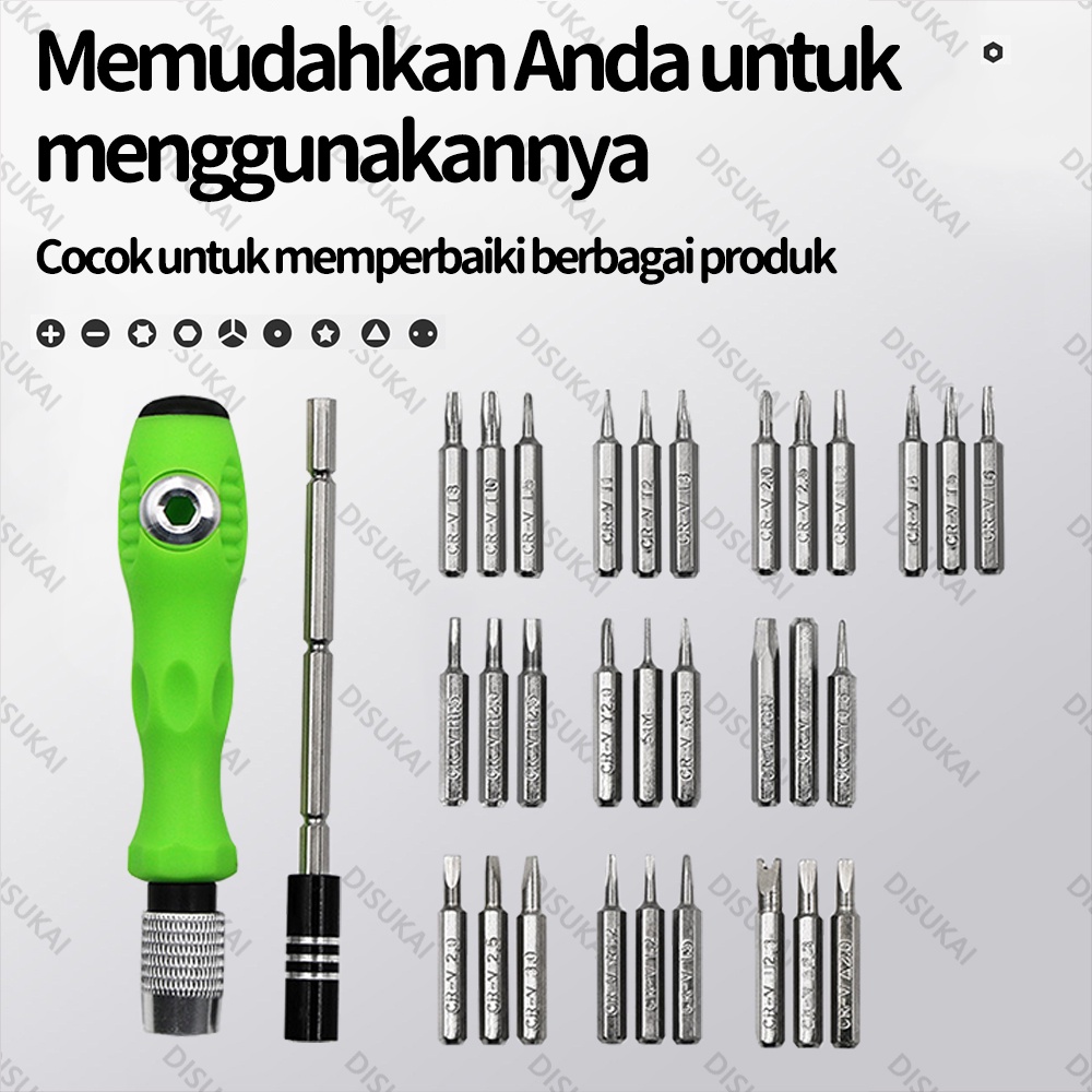 【Stok Baru】Set obeng multifungsi 32 in 1 perbaikan jam tangan dan hp 30 jenis mata oben kuat dan tahan lama dengan baja sintetis CRV