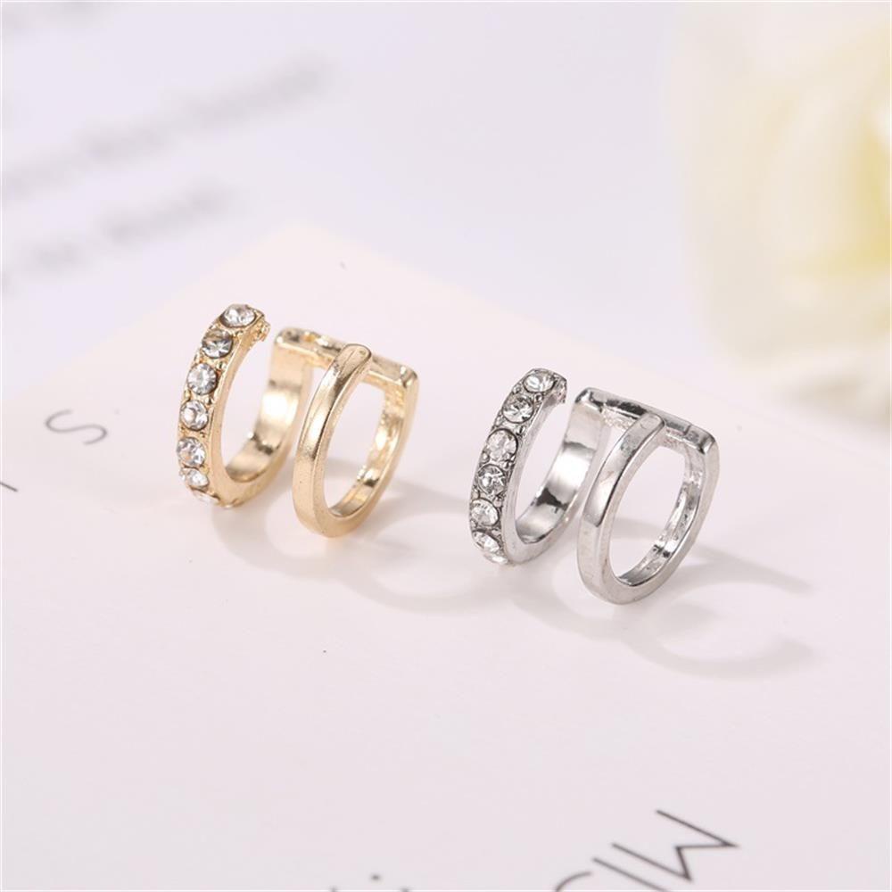 Solighter 1/3pcs CZ Cuff Earrings Fashion Hadiah Pesta Tanpa Tindik Double Band Ear Cuff