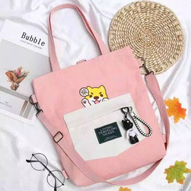 Totebag Murah Chika Gaya Korea Tas Tote Bag Wanita Bisa Ransel atau Selempang