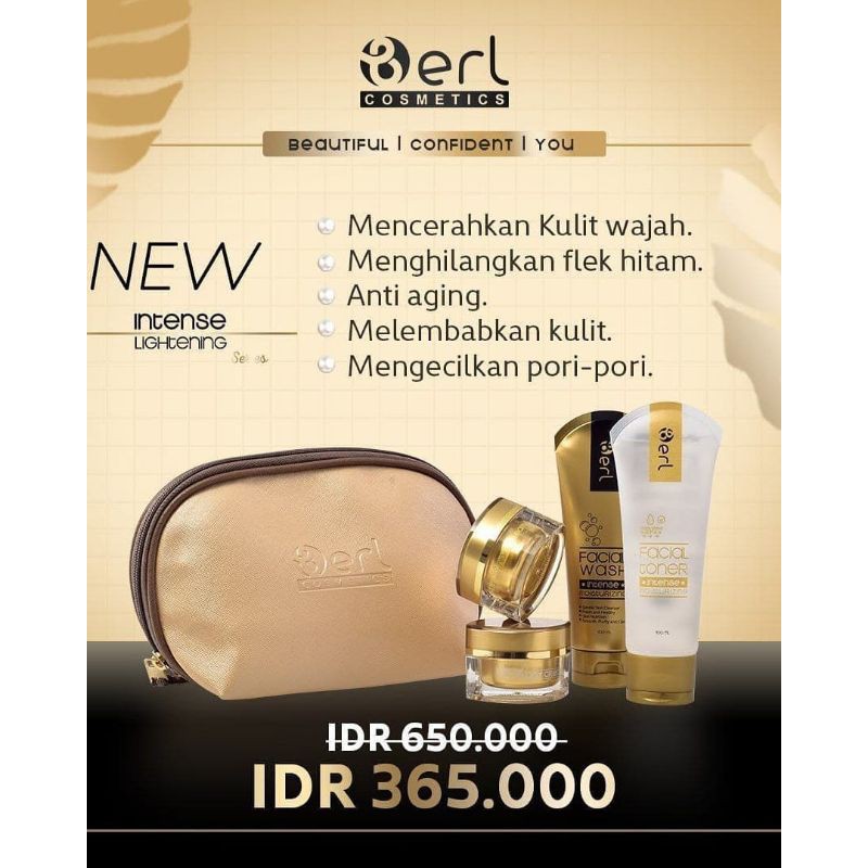 Paket Krim Perawatan Pencerah Wajah Glowing Intense Lightening Series B Erl Cosmetics BPOM
