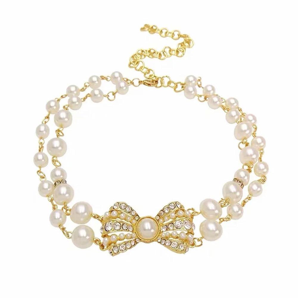 Mxbeauty Kalung Mutiara Pesta INS Style Bow Choker