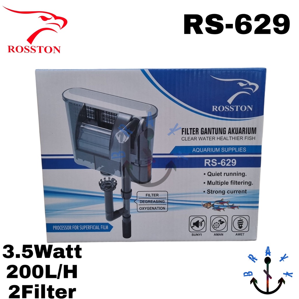 Hanging Filter gantung aquarium aquascape Hang On Rosston RS 629 Filter 2 Saringan