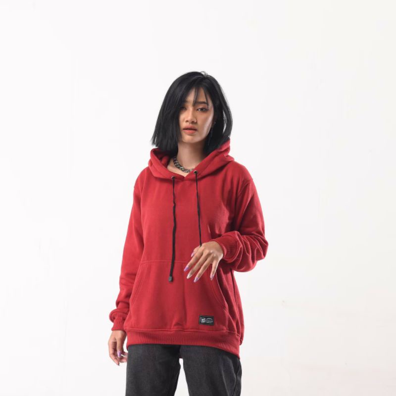 Hoodie Polos Mcvois  Maroon Pria Wanita Premium