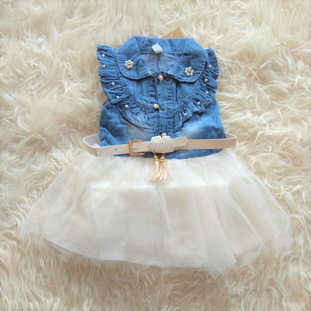 DRESS FASHION ANAK DENIM MIX TUTU DRESS SC4903