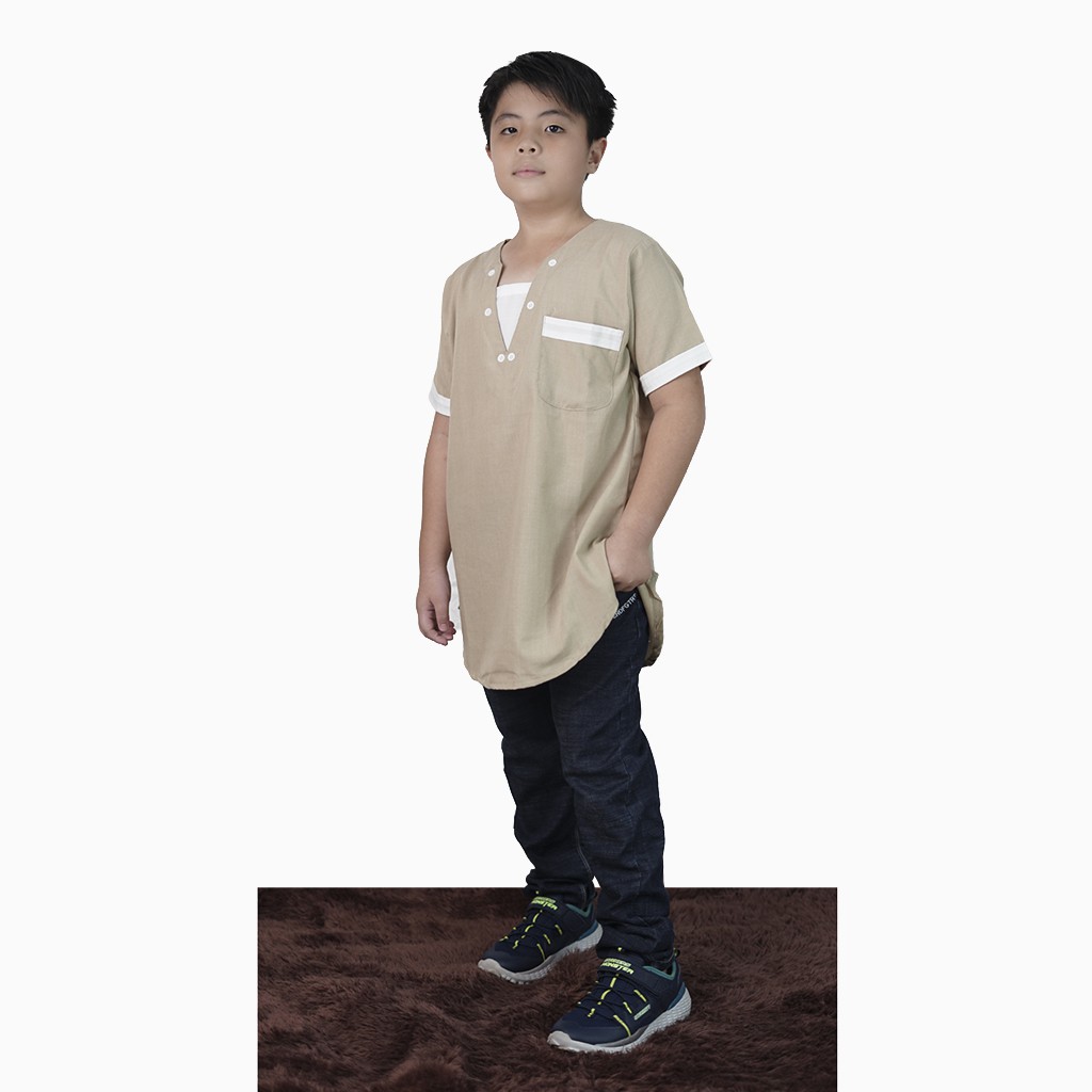 Baju Koko kurta Lengan pendek anak remaja Muslim - XSHOP Ghofur