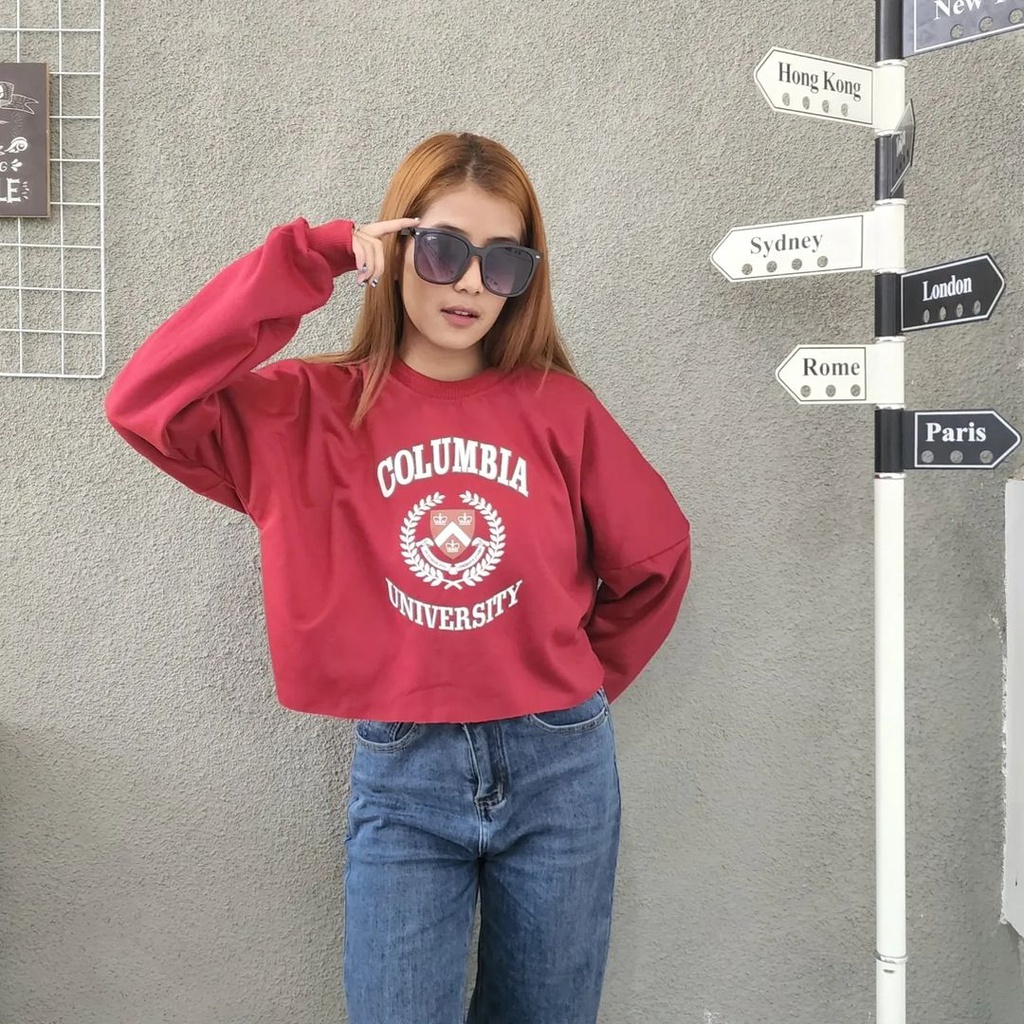 NOUSKA - COLUMBIA CROP SWEATER Sweater Wanita Crop Top Korea