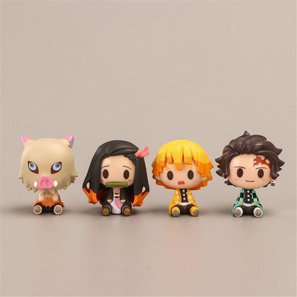 Nanas 4Pcs/Set Demon Slayer Kamado Nezuko Agatsuma Kimetsu No Yaiba Figure Lucu