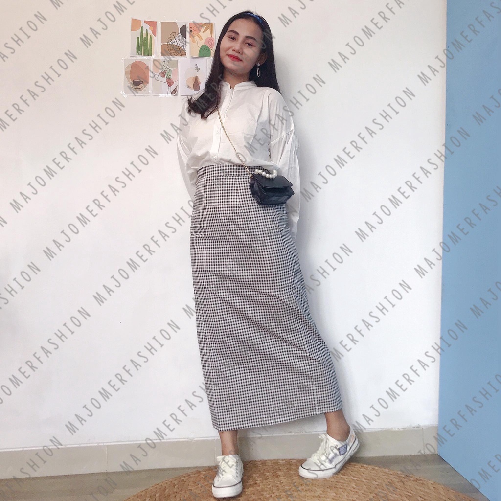 MAJOMER ® | ISHAK TARTAN LONG SKIRT - ROK PANJANG SEMI SPAN-RKJ-20 B