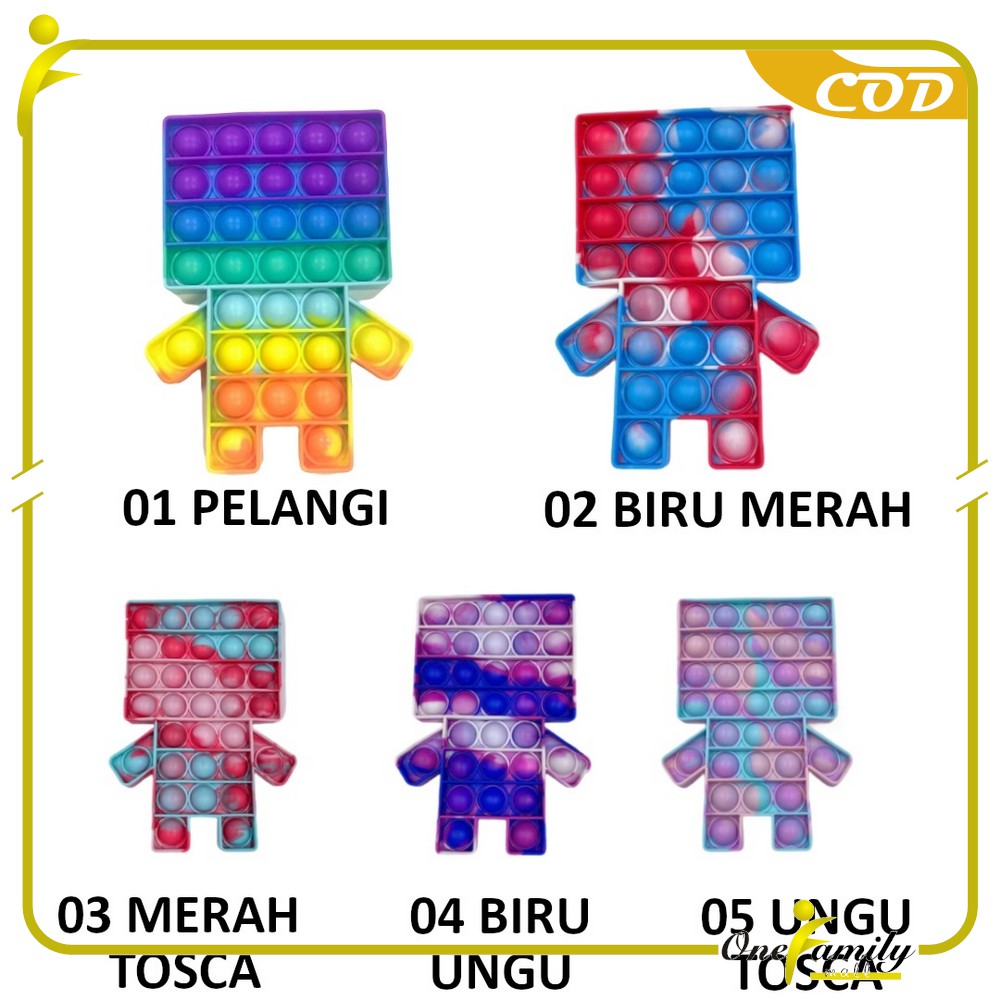 ONE-M131 Mainan Pop It Rainbow Karakter Fidget Push Pop It Among Us Bulat Pop Its Mainan Anak-ROBOT COLOURFULL