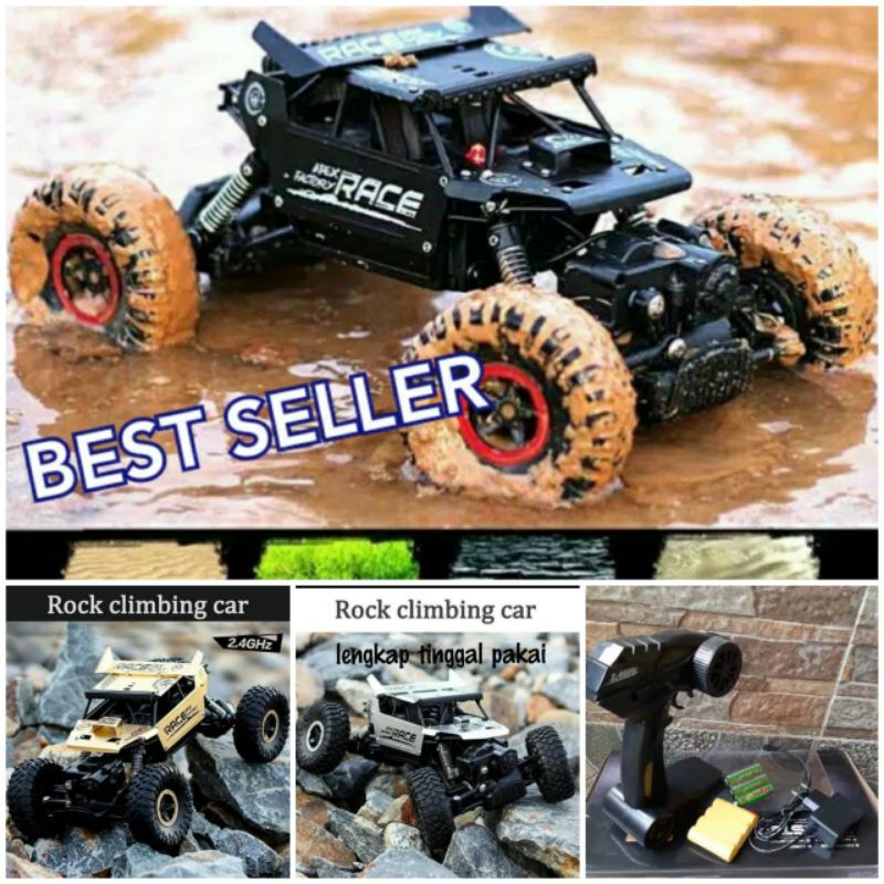 MOBIL REMOT CONTROL 4WD ROCK CRAWLER OFFROAD 2.4Ghz Mainan RC Remote Control - Hitam