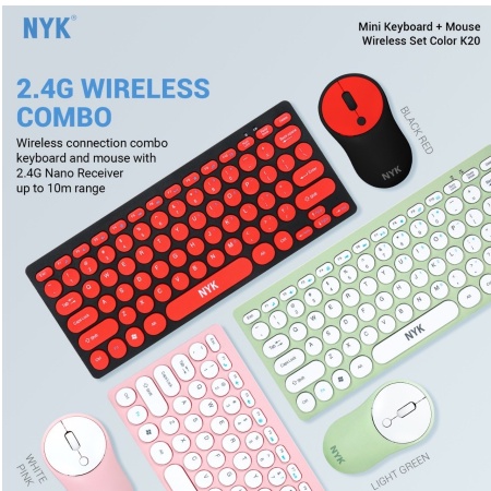 itstore keyboard wireless nyk k20 mini keyboard mouse color combo k-20 k 20 Garansi resmi 1 tahun