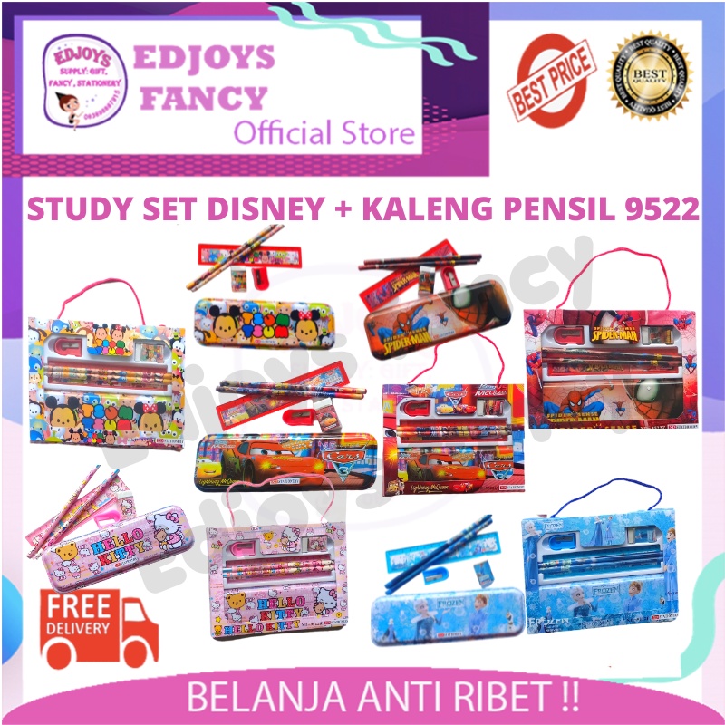 

Study set stationery set disney paket alat tulis anak sekolah lengkap kaleng pensil aesthetic karakter Cars Spiderman Hello kitty Frozen Tsum-Tsum 9522